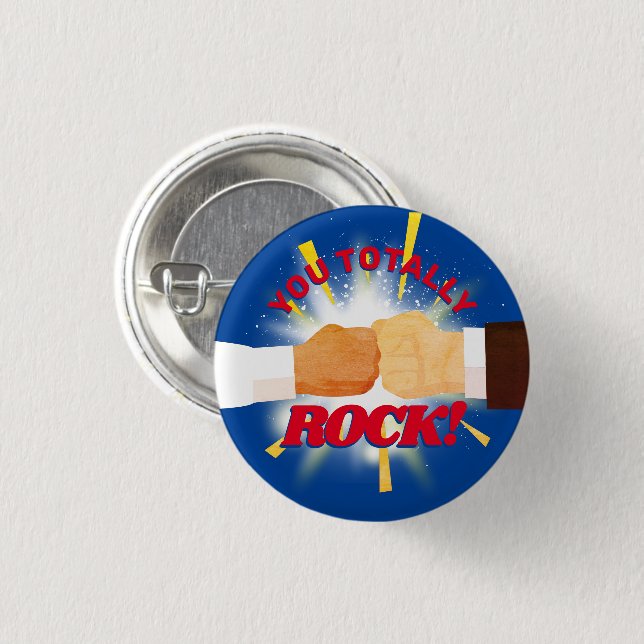 Diversity fist bump employee recognition award 1 inch round button (Front & Back)