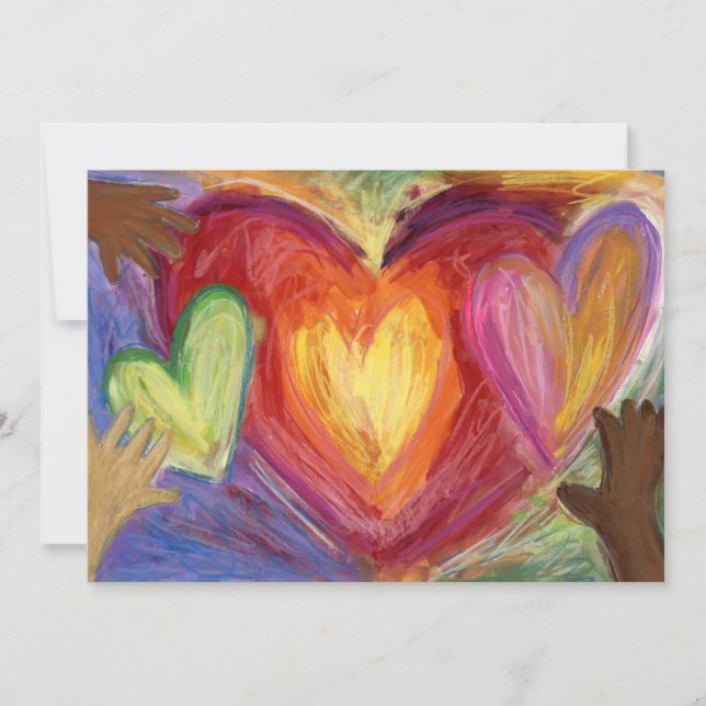 Diversity Love Hearts Hands Colourful Invitations (Front)
