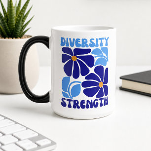 Diversity Strength Retro Floral Typography Magic Mug