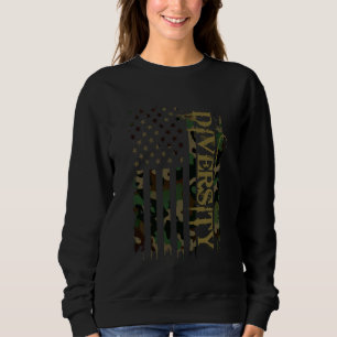 Diversity United States Distressed Camo w US Flag Sweatshirt