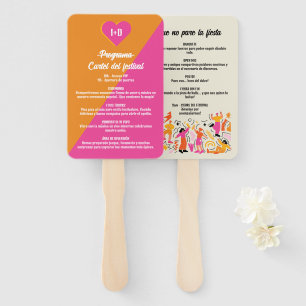 Divert Boda Naranja and Rosa Festival Hand Fan