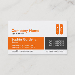 Divided Band - Orange and Dark Grey - Initials Business Card