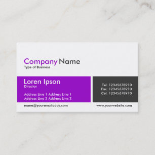 Divided Band - Purple and Dark Grey Business Card