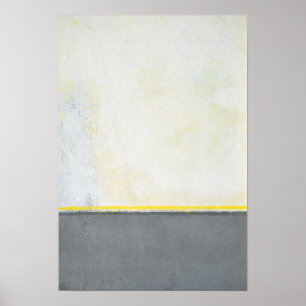 'Divided' Grey and Yellow Abstract Art Poster