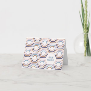 Divided Hexagons Folded Note Card - Eggplant
