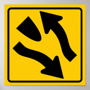 Divided Highway Begins Highway Sign