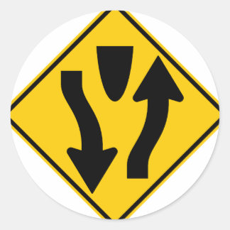 Divided Highway Begins Highway Sign Classic Round Sticker