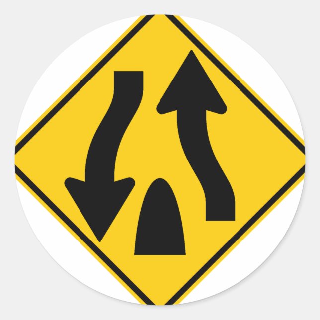 Divided Highway Ends Highway Sign Classic Round Sticker (Front)