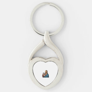 Divine and Playful Scene Jesus with Moo Deng Hippo Keychain