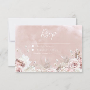 Divine Beautiful Dusty Rose Blush Wedding RSVP Card
