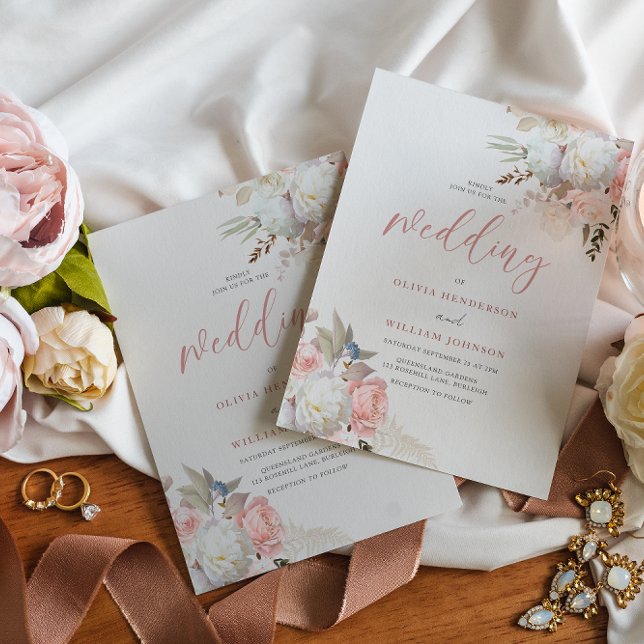 Divine Blush & White Floral Wedding Invitation (Creator Uploaded)