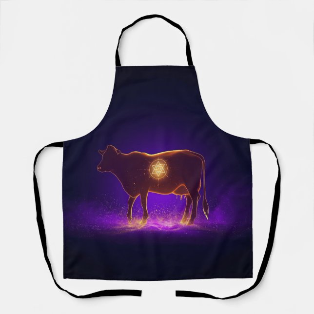 Divine Cow Silhouette | Govardhan Puja Spiritual Apron (Front)