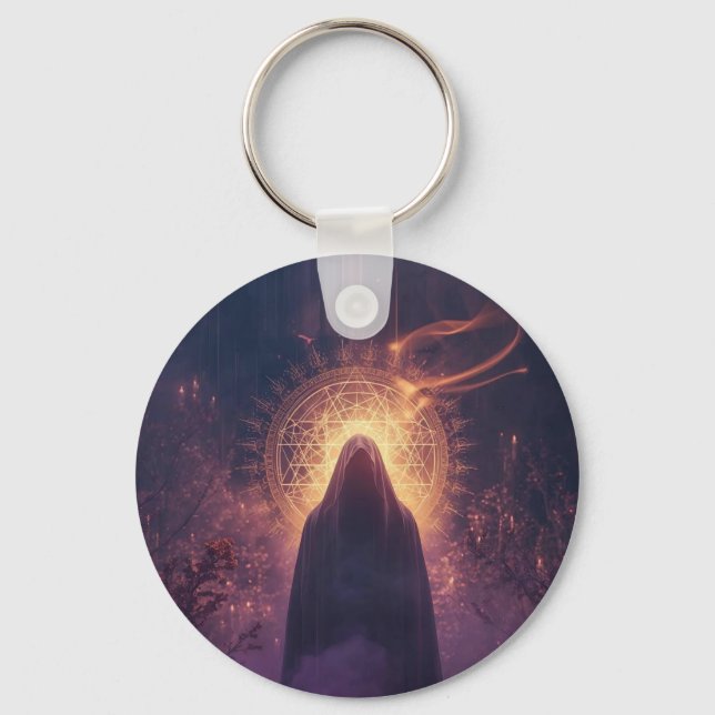Divine Darkness – The Sacred Halloween Presence Keychain (Front)