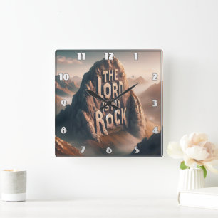 Divine Declaration: The Lord Is My Rock Square Wall Clock