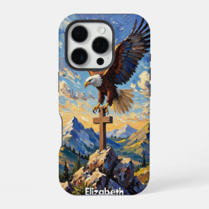 Divine Descent: Eagle on Cross iPhone 16 Pro Case