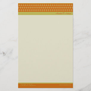 Divine Diamonds (tangerine) Customized Stationery