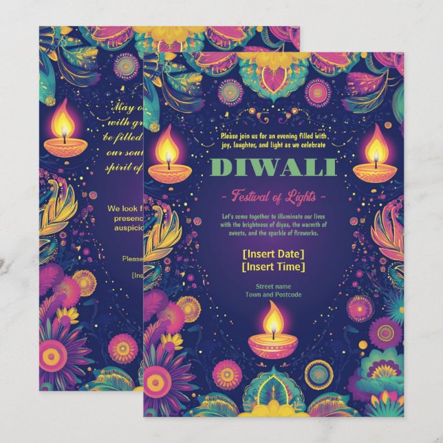 Divine Diwali Harmony Invitation (Front/Back)