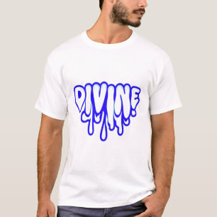 DIVINE Drip Graffiti Text Art – Neon Blue Streetwe T-Shirt