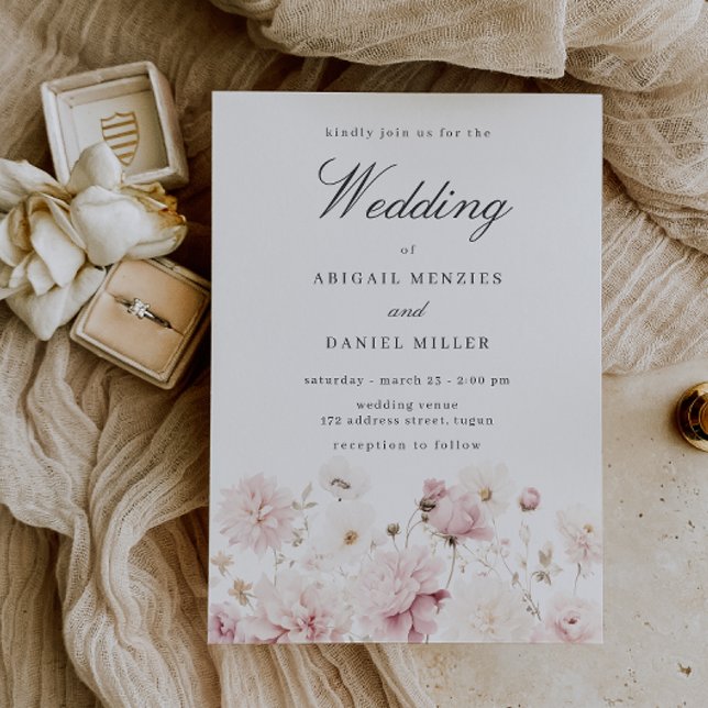 Divine Elegance: Blush Garden Floral Wedding Invitation (Creator Uploaded)
