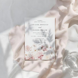 Divine Elegant Blush & White Floral Wedding Invitation