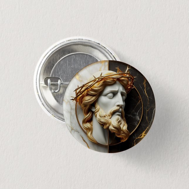 Divine Embellishment Jesus looking in the heavens  1 Inch Round Button (Front & Back)