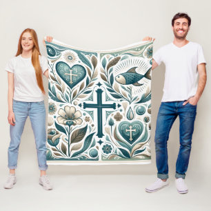Divine Embrace Christian Symbol Fleece Blanket