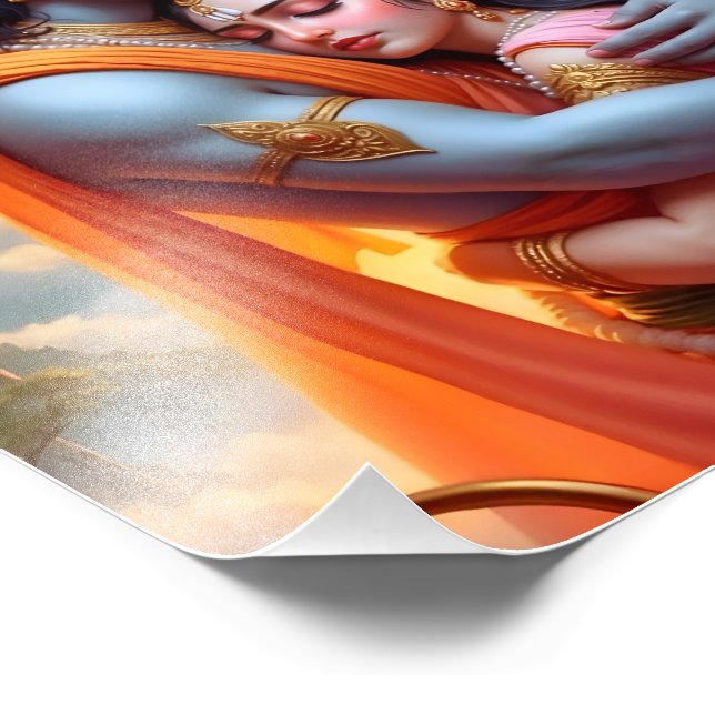 Divine Embrace: Ram and Sita's Union Photo Print (Corner)