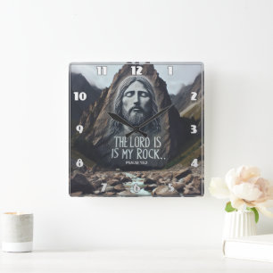 Divine Encounter: Jesus on Mountain Square Wall Clock