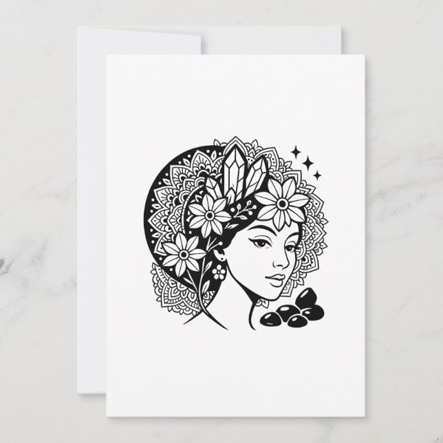 Divine Feminine Mandala Floral Crystal Invitation (Devant)