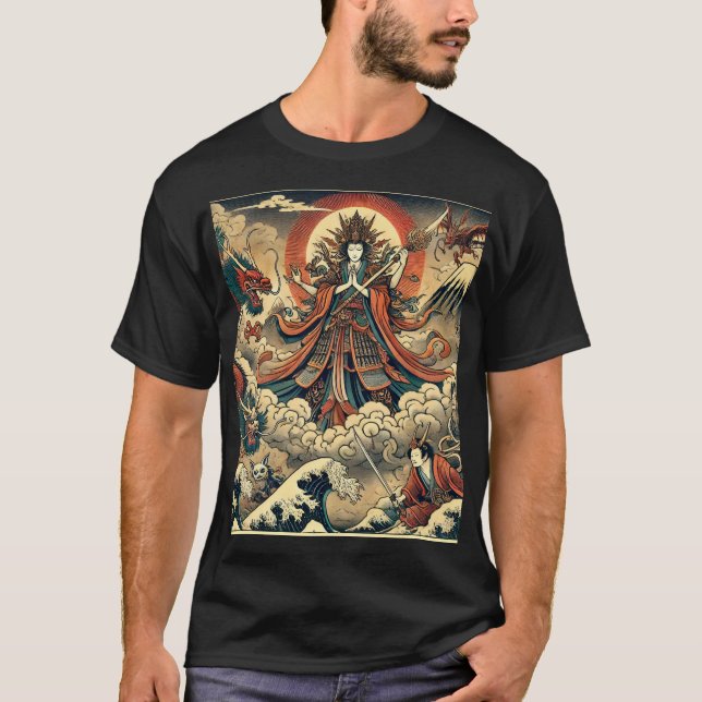 Divine Goddess & Dragons - Ukiyo-e Myth T-Shirt (Front)