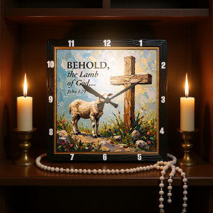 Divine Grace: John 1:29 Time Square Wall Clock