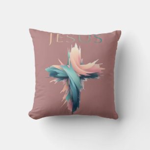 Divine Grace: The Artistic Cross of Jesus Throw Pillow