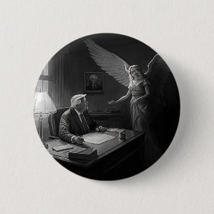 Divine Guidance: Donald Trump Advised by an Angel  2 Inch Round Button