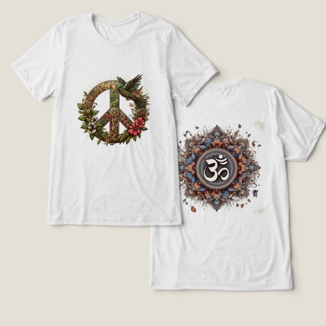 Divine Harmony: The ॐ Mandala Tri-Blend Shirt (Design Front & Back)