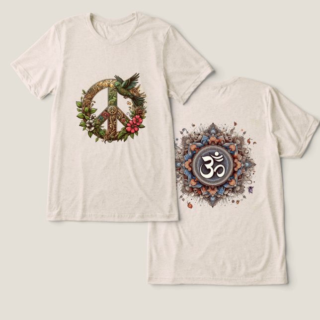 Divine Harmony: The ॐ Mandala Tri-Blend Shirt (Design Front & Back)