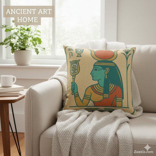 Divine Hathor Egyptian Art & Symbols Throw Pillow (Creator Uploaded)