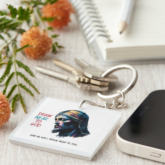 Divine Inspiration: Draw Near to God Keychain (Front Right)
