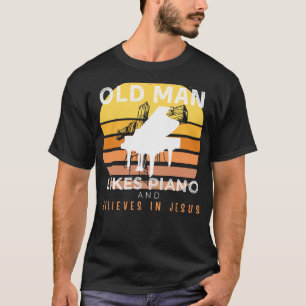 Divine Keys: Grumpy Old Mans Jesus Melody on Piano T-Shirt