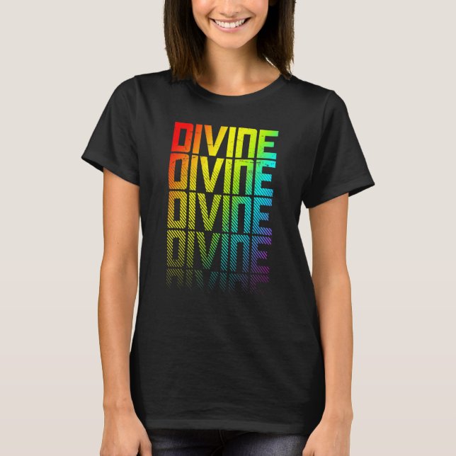 Divine Lgbtq+ Rainbow Gay Pride Text Fade Graphic T-Shirt (Front)