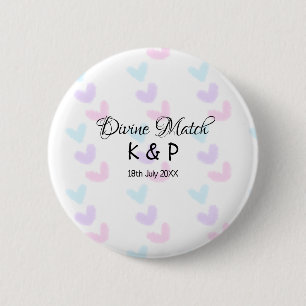 Divine match add couple name letter heart pattern 2 inch round button