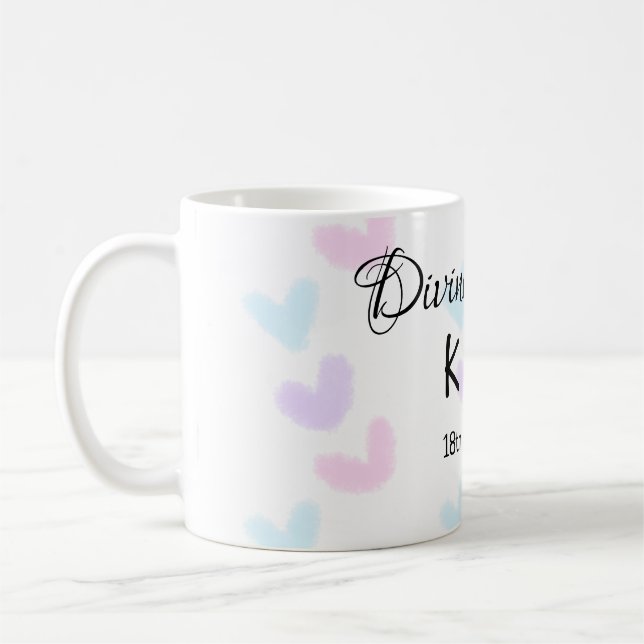 Divine match add couple name letter heart pattern  coffee mug (Left)