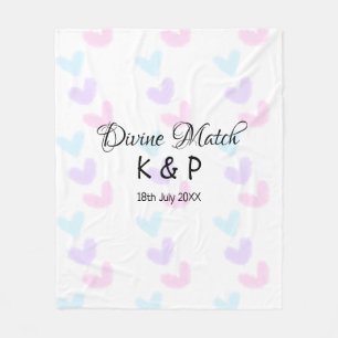 Divine match add couple name letter heart pattern fleece blanket