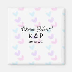 Divine match add couple name letter heart pattern magnet