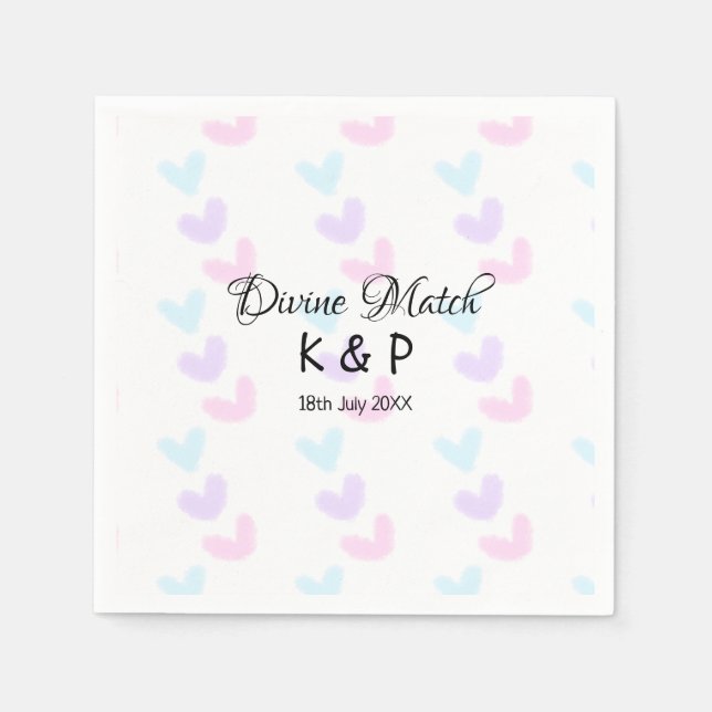 Divine match add couple name letter heart pattern  napkin (Front)