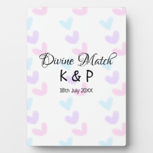 Divine match add couple name letter heart pattern plaque