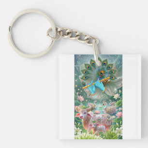 Divine Melody of Lord Krishna: Sacred Flute, Sacre Keychain