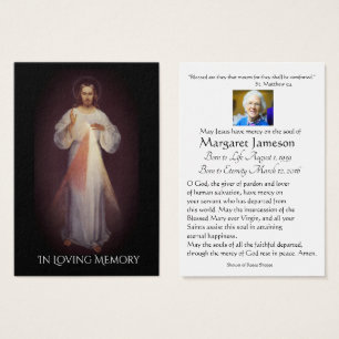 Divine Mercy Catholic Funeral Memorial Holy Card -