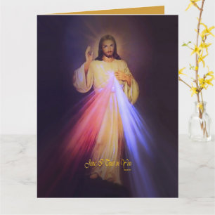 Divine Mercy Gold with Chaplet Prayer Card