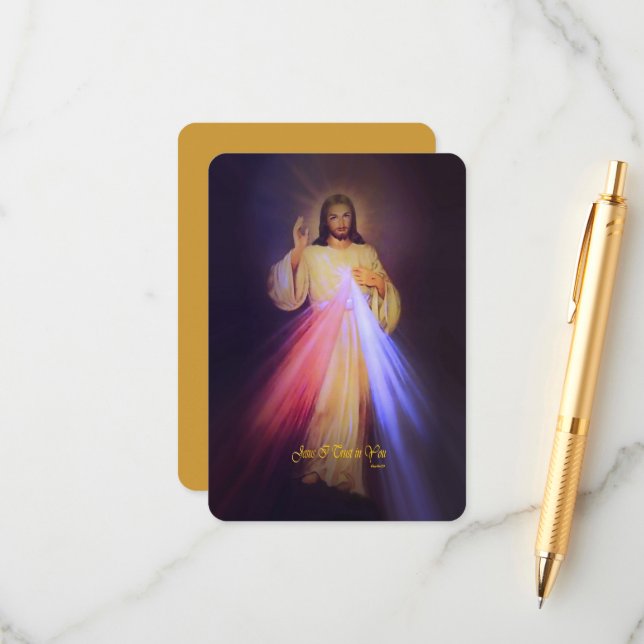 Divine Mercy Gold with Chaplet Prayer Enclosure Card (Front/Back In Situ)