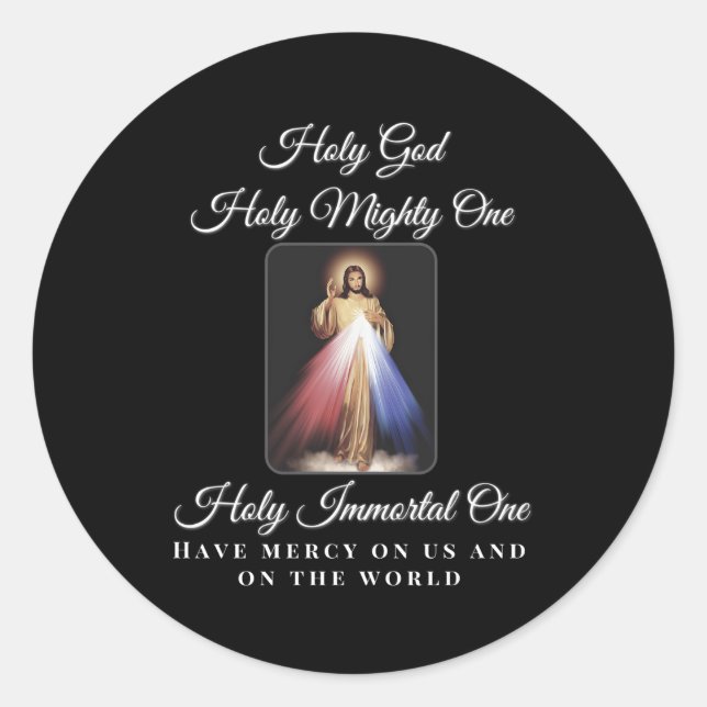 Divine Mercy Holy God Holy Mighty One Prayer Catho Classic Round Sticker (Front)